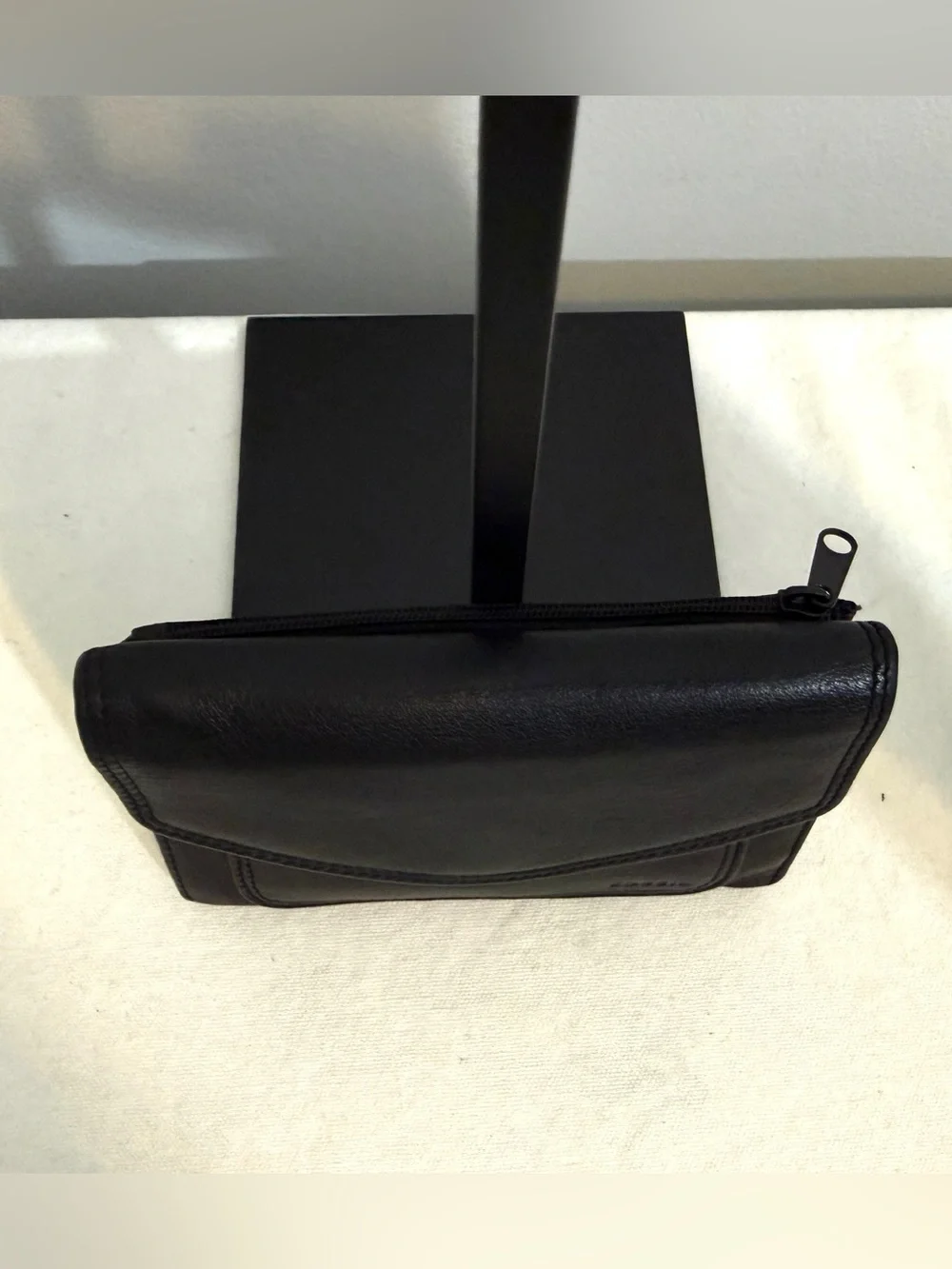 Fossil Black Genuine Leather Wallet Vintage Snap Closure Y2K